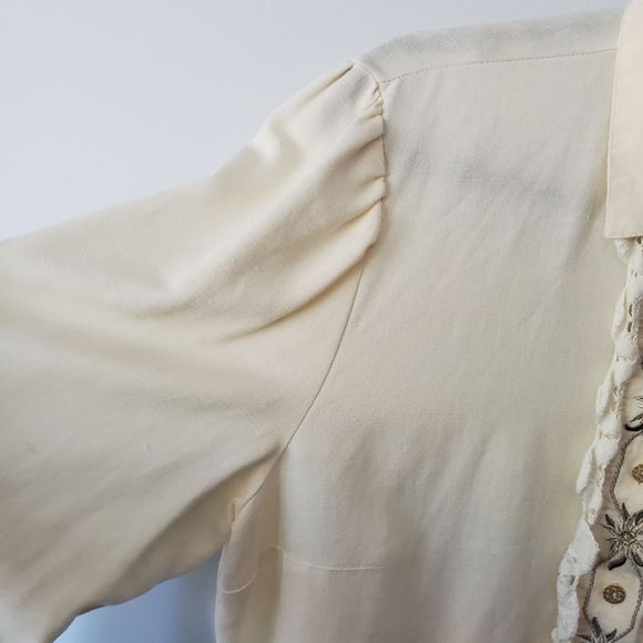 Vintage Your sixth sense oversized boho linen blend blouse - Picture 3 of 11